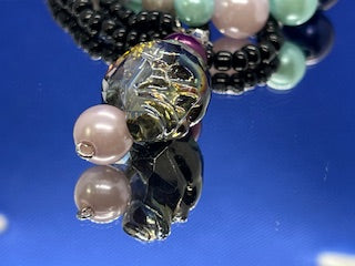 Skull glass bead bracelet