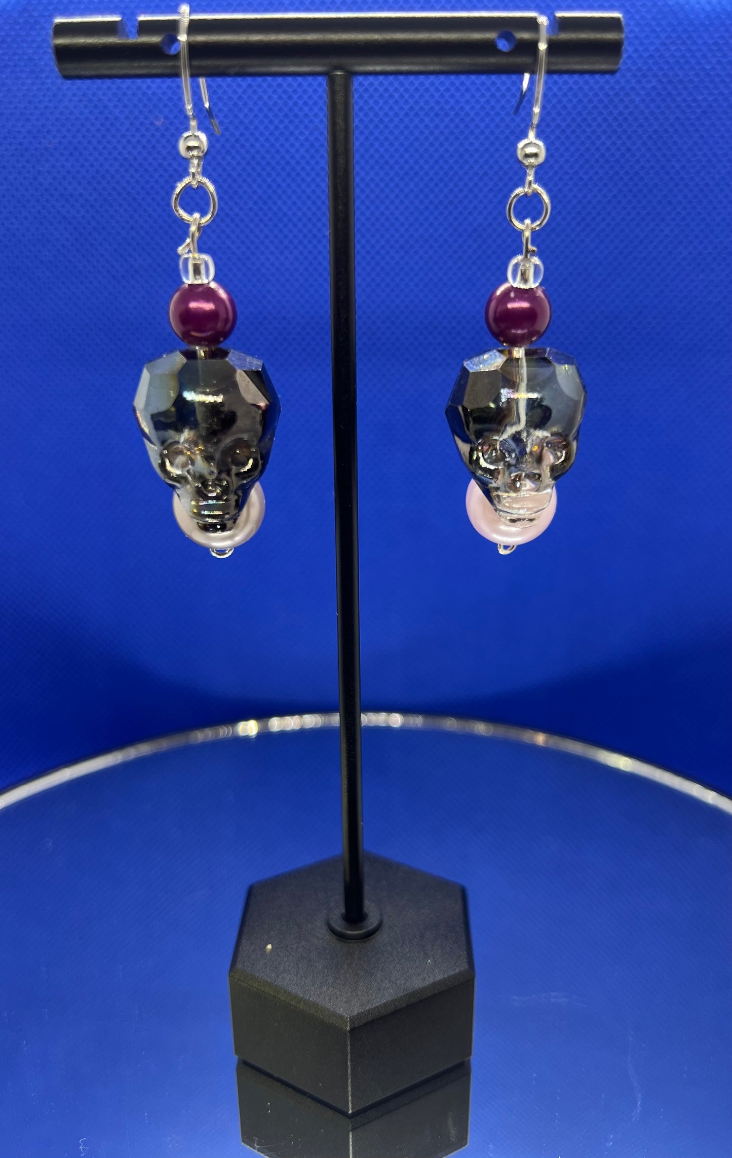 Glass Bead Skull Earrings
