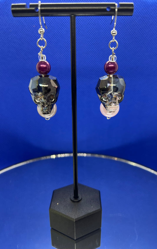Glass Bead Skull Earrings